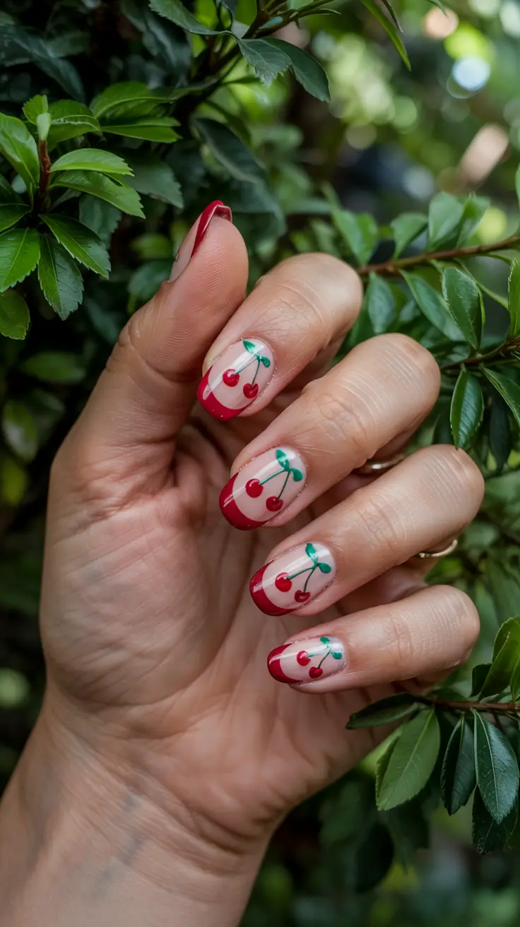 Cherry Nail Inspo That Pops in 2025 Cherry French With a Twist