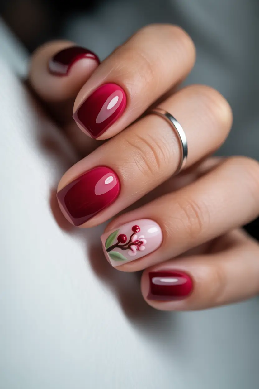 Cherry Nail Inspo That Pops in 2025 Glossed Wine Cherry Bloom
