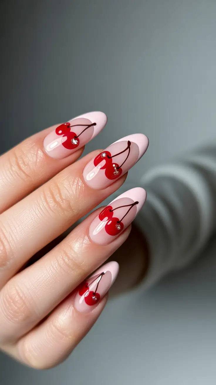 Cherry Nail Inspo That Pops in 2025 Glossed Almond Cherries