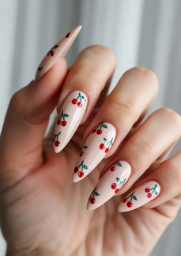 Cherry Nail Inspo That Pops in 2025 Vintage Blossom Vibe