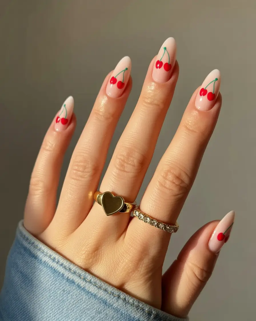 Cherry Nail Inspo That Pops in 2025 Satin Sunrise Cherries