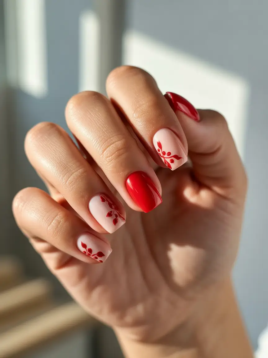 Cherry Nail Inspo That Pops in 2025 Floral Cherry Minimalism
