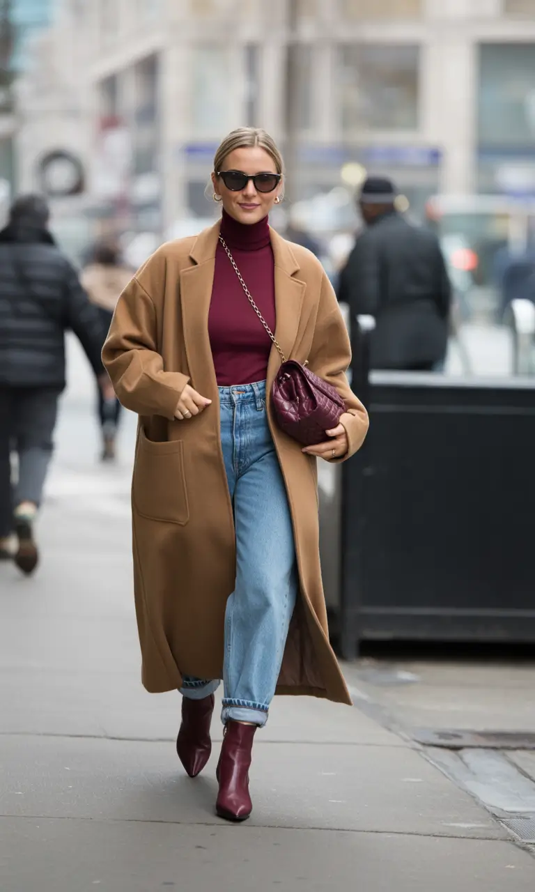 fall-work-outfits-for-women-2025-Denim-Days-with-Wine-Accents