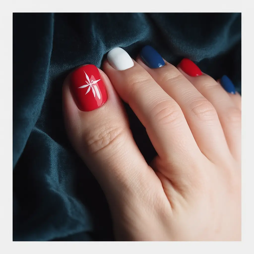 Cute July Toe Nails for Summer 2025 Star-Spangled Accent