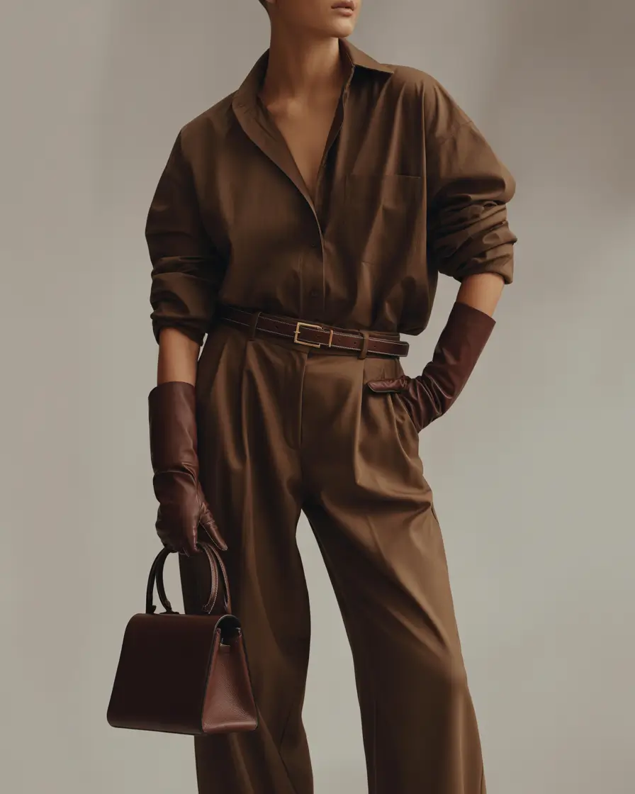 early fall outfits Monochrome Drama in Chocolate Tones