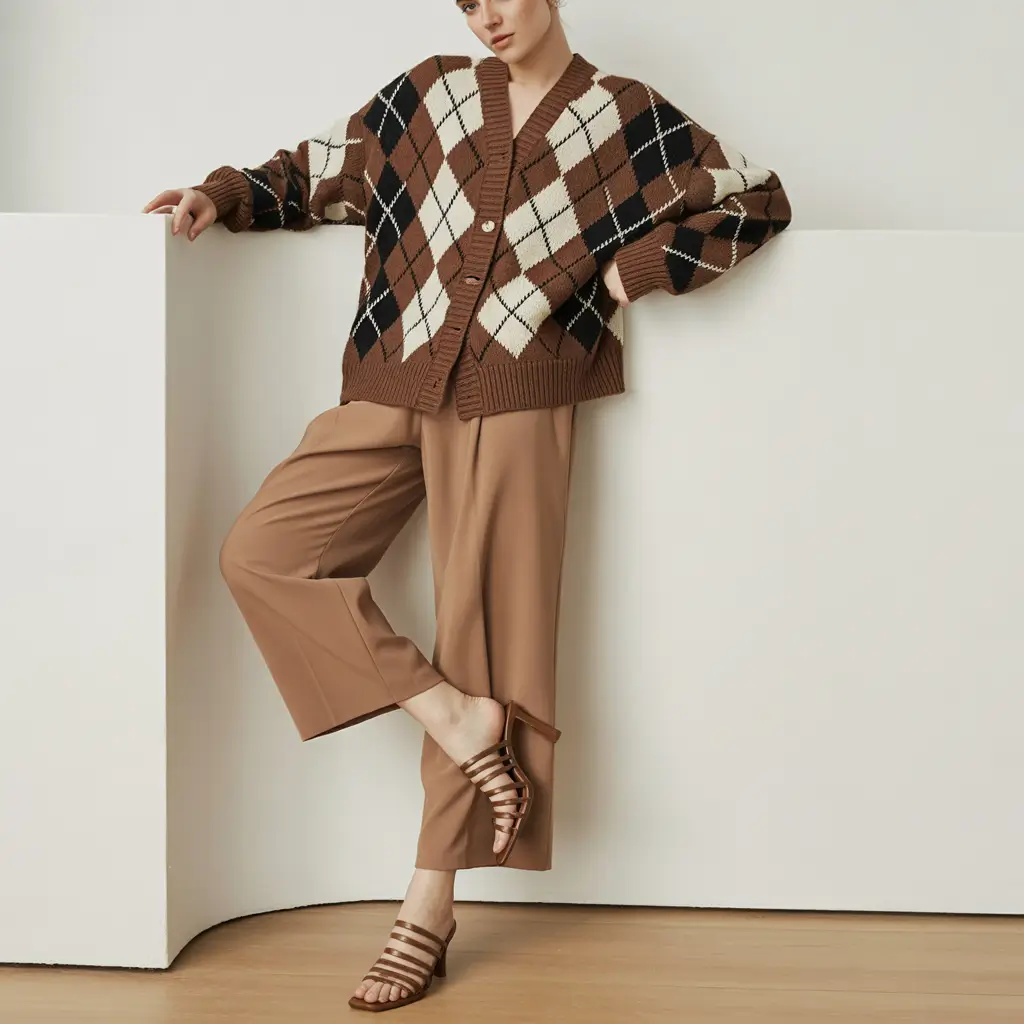 early fall outfits Retro Knit Meets Soft Tailoring