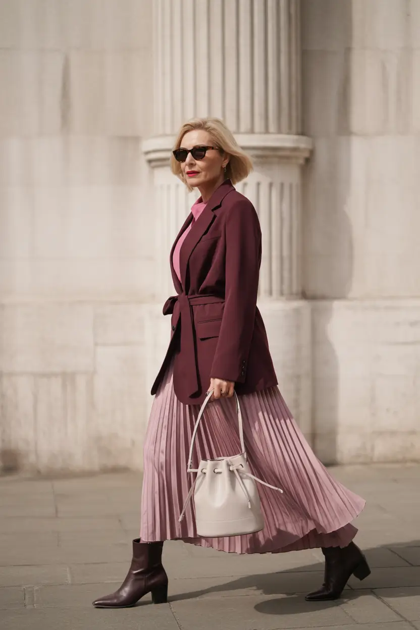 fall outfits for women over 50+Wine & Rosé: Luxe Layers with Movement