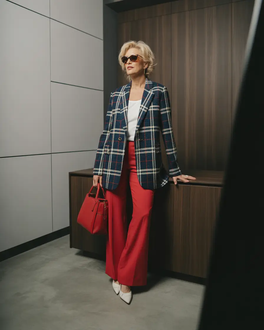 fall outfits for women over 50+Tartan Smart in Scarlet