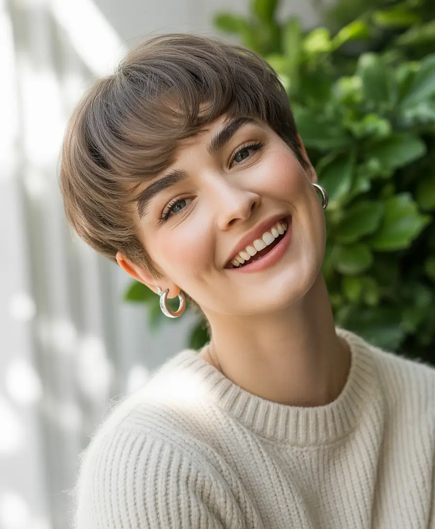 Fall haircut French Bowl Cut with a Soft Smile