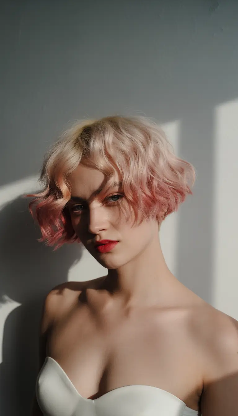 Fall haircut Rosy Blush Bob with Watercolor Finish