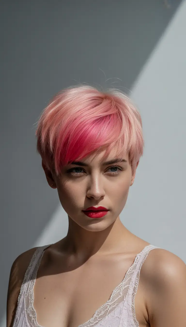 Fall haircut Cotton Candy Crop with Pop Bang