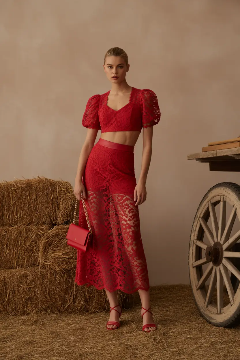 fall wedding guest dress Lace & Confidence in Red