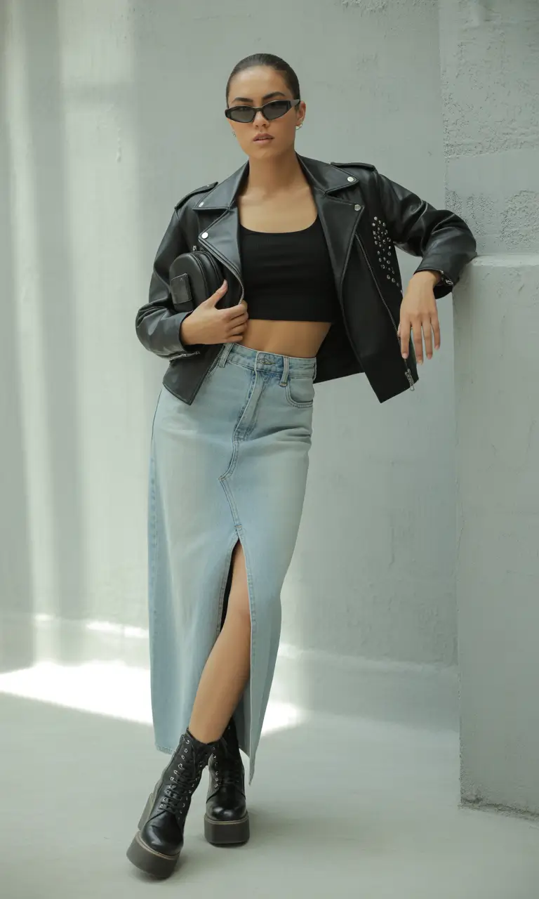 fall capsule wardrobe 2025 Edgy Denim Meets Rebellious Classics