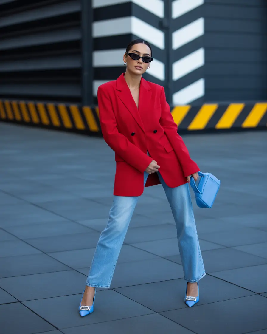 fall capsule wardrobe 2025 Power Red and Denim Statement Dressing for the Real World