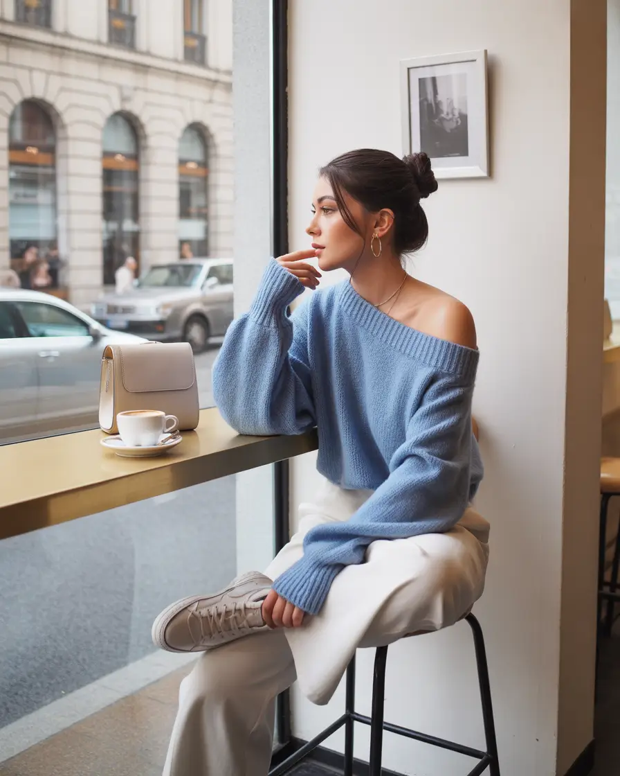 fall capsule wardrobe 2025 Soft Blue Mornings & Creamy Neutrals