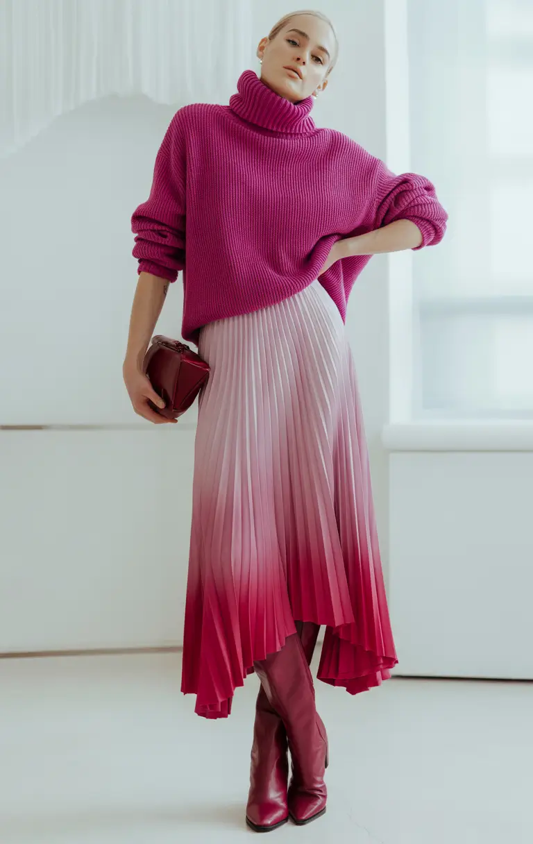 fall fashion outfits Fuchsia Drama with Feminine Edge