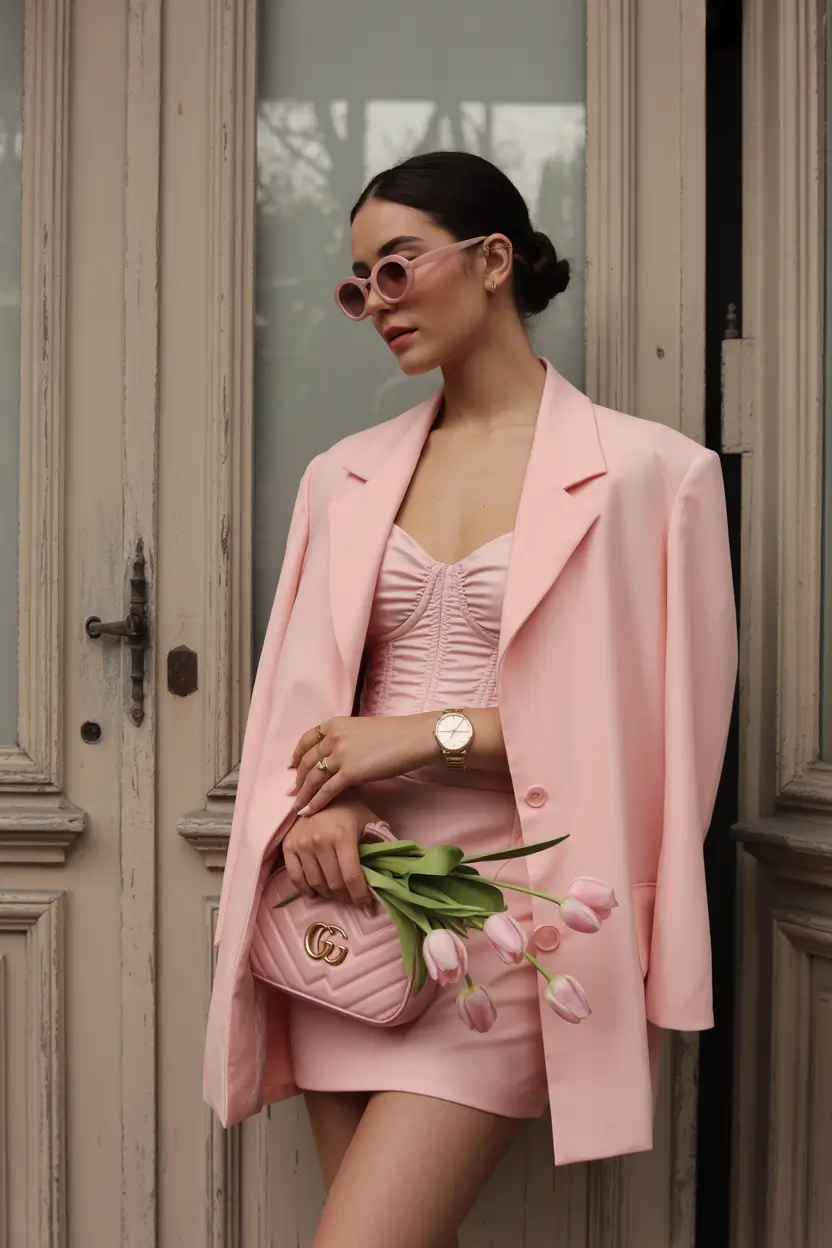 fall fashion outfits Blush Power in Monochrome Layers
