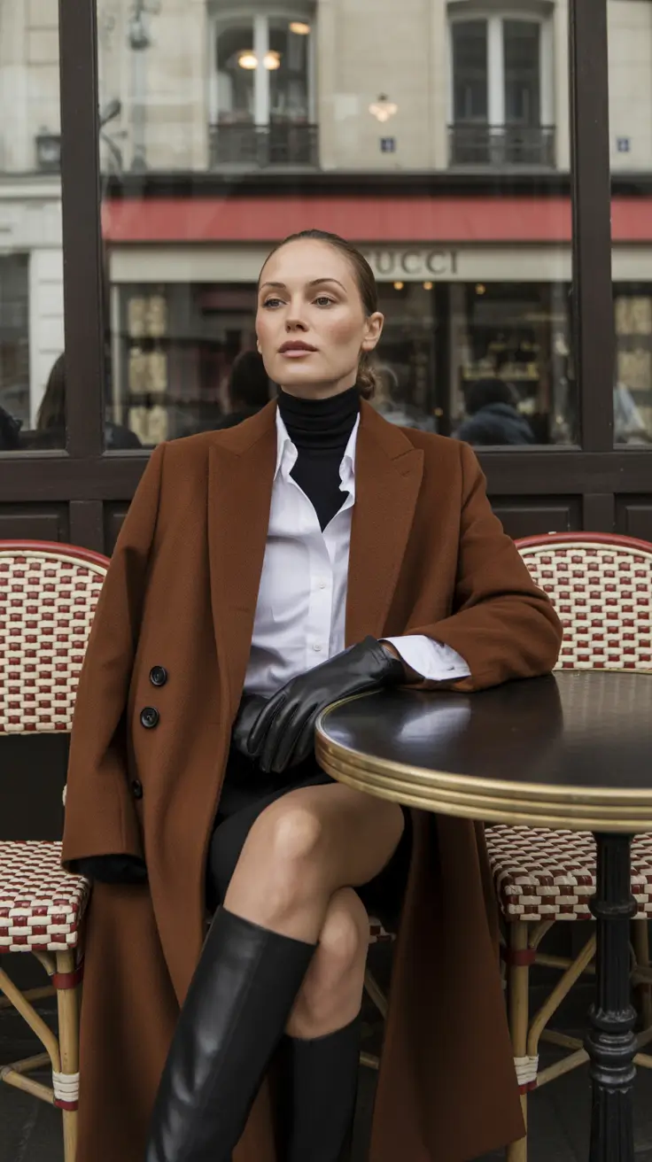fall old money outfits Power Café Dressing in Espresso Layers