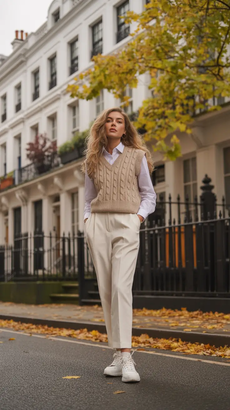 fall old money outfits Crisp Layers for Golden Hour