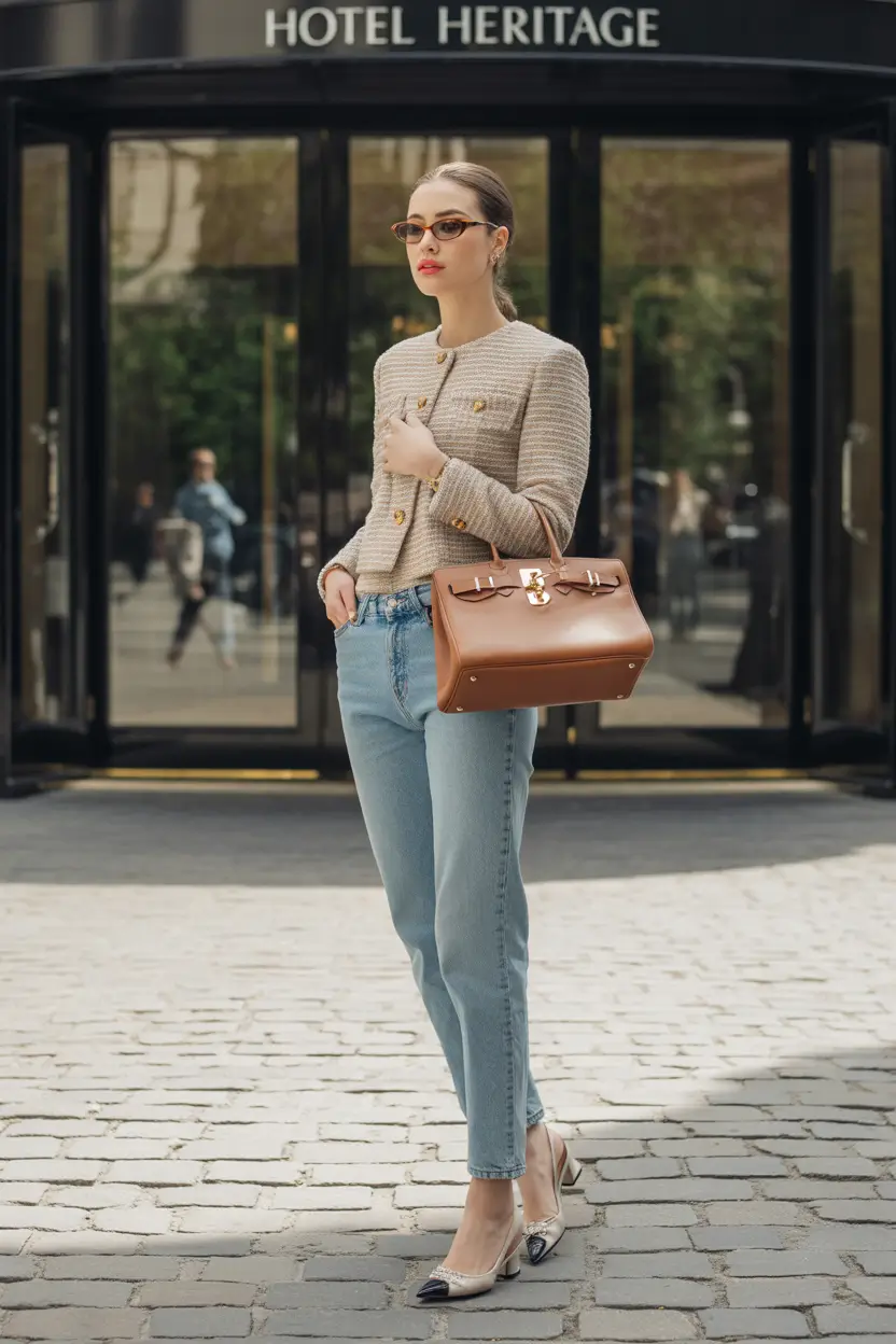 fall old money outfits Tweed Revival in the City