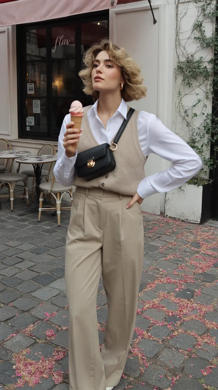 fall old money outfits Parisian Prep with Ice Cream Chic