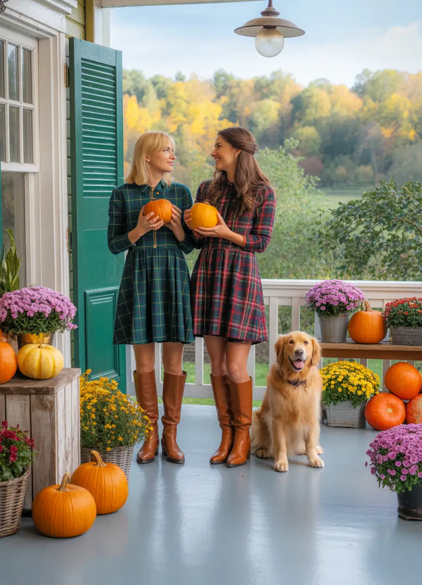 fall family pictures outfits 2025 Heritage Plaid for Pumpkin Porch Days