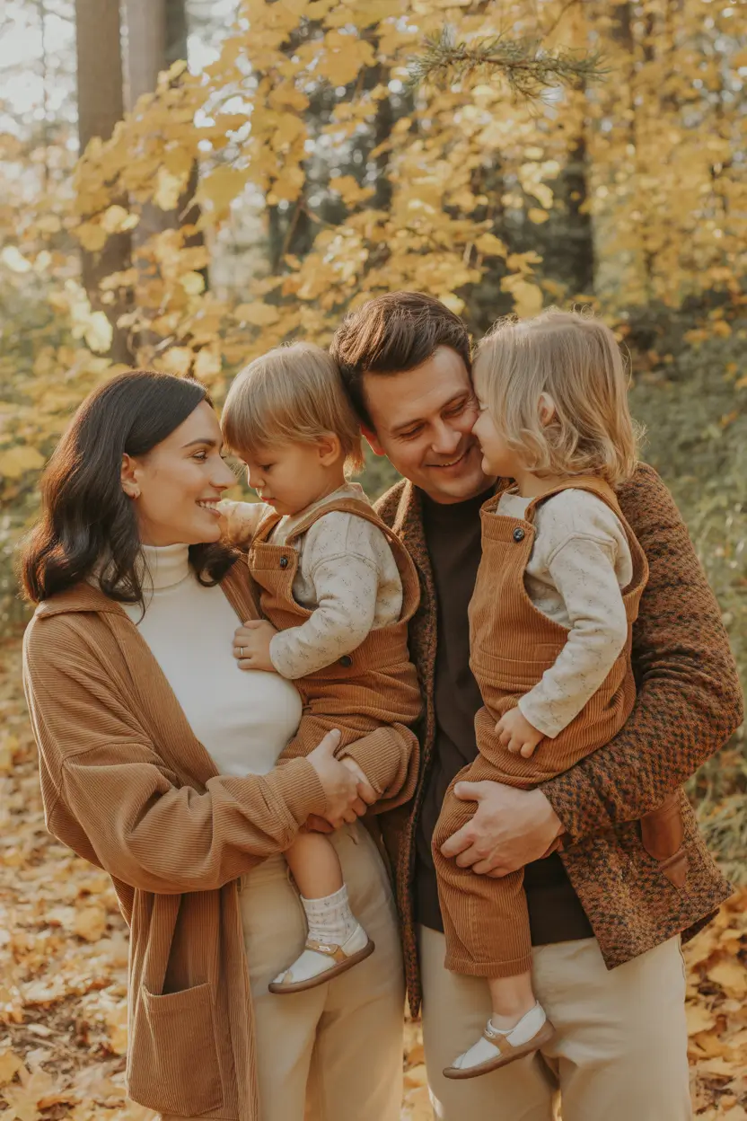 fall family pictures outfits 2025 Corduroy Cuties in Matching Browns