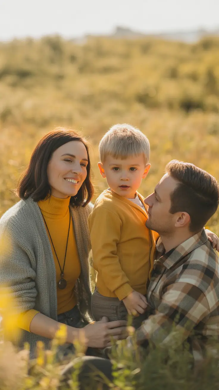 fall family pictures outfits Mustard Gold & Soft Gray Layers