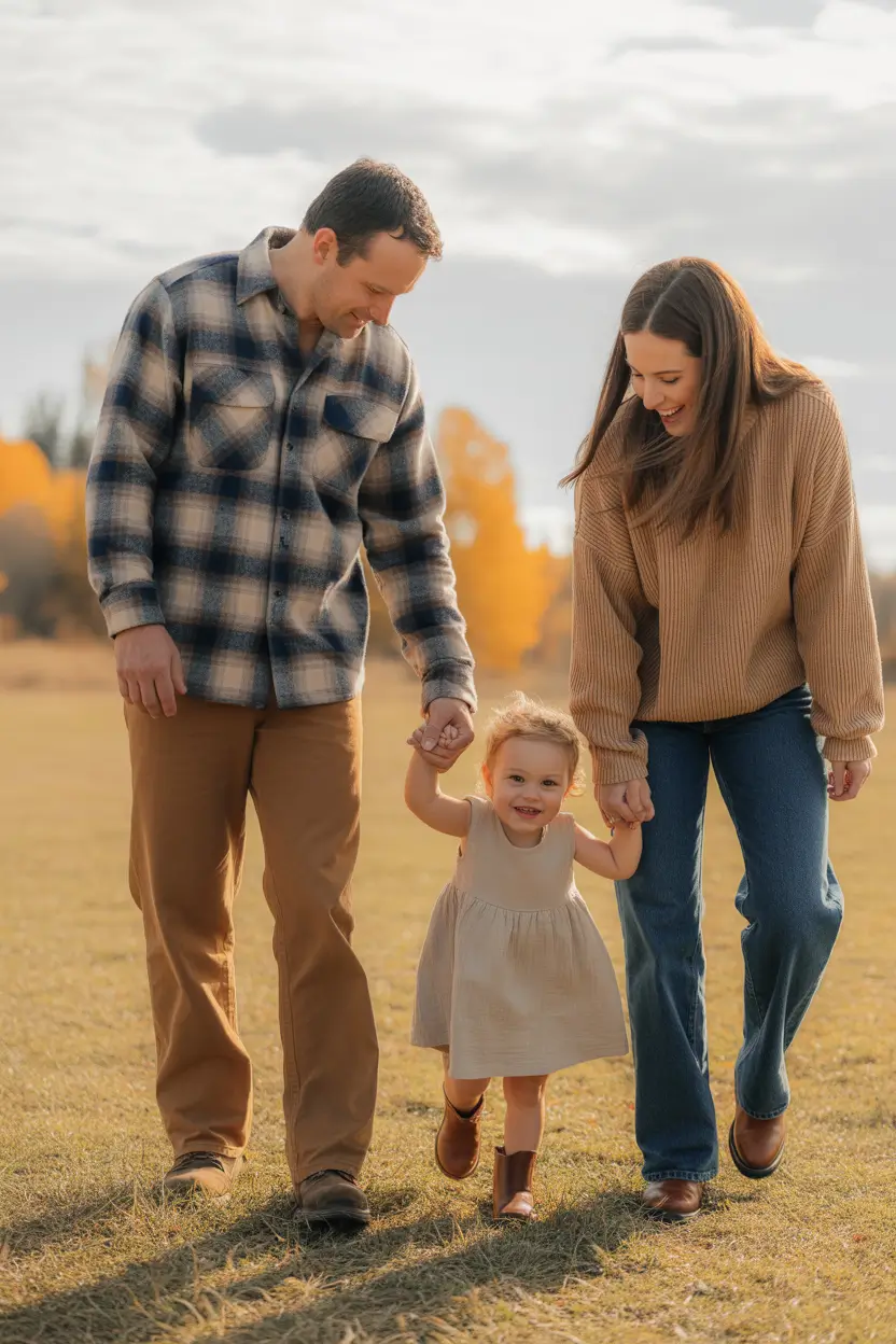 fall family pictures outfits Golden Meadow Neutrals
