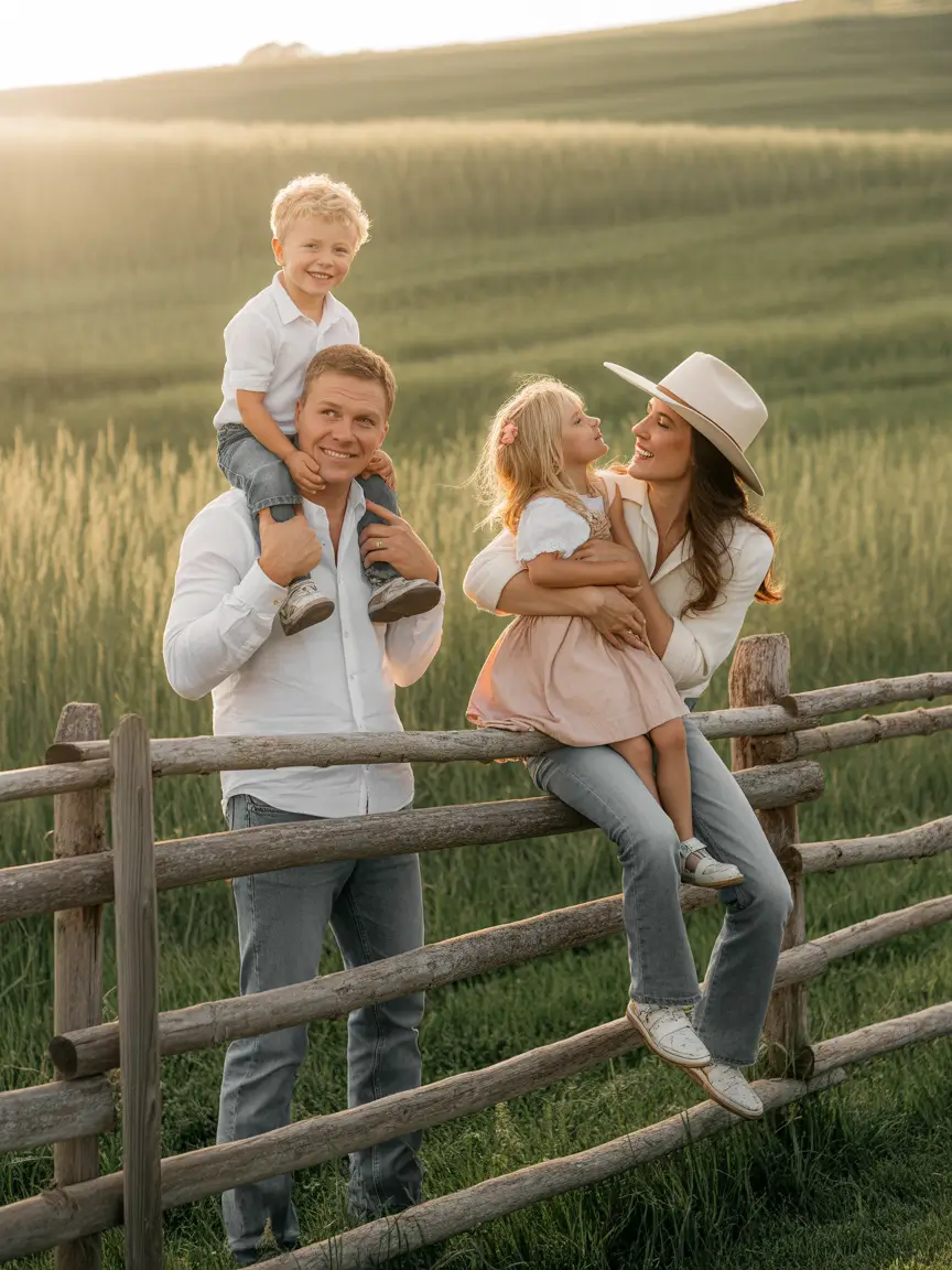 fall family pictures outfits 2025 Casual Denim with Country Charm