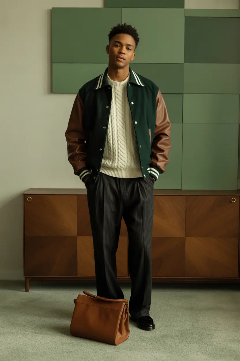 fall outfits for men Varsity Vibes with Tailored Balance
