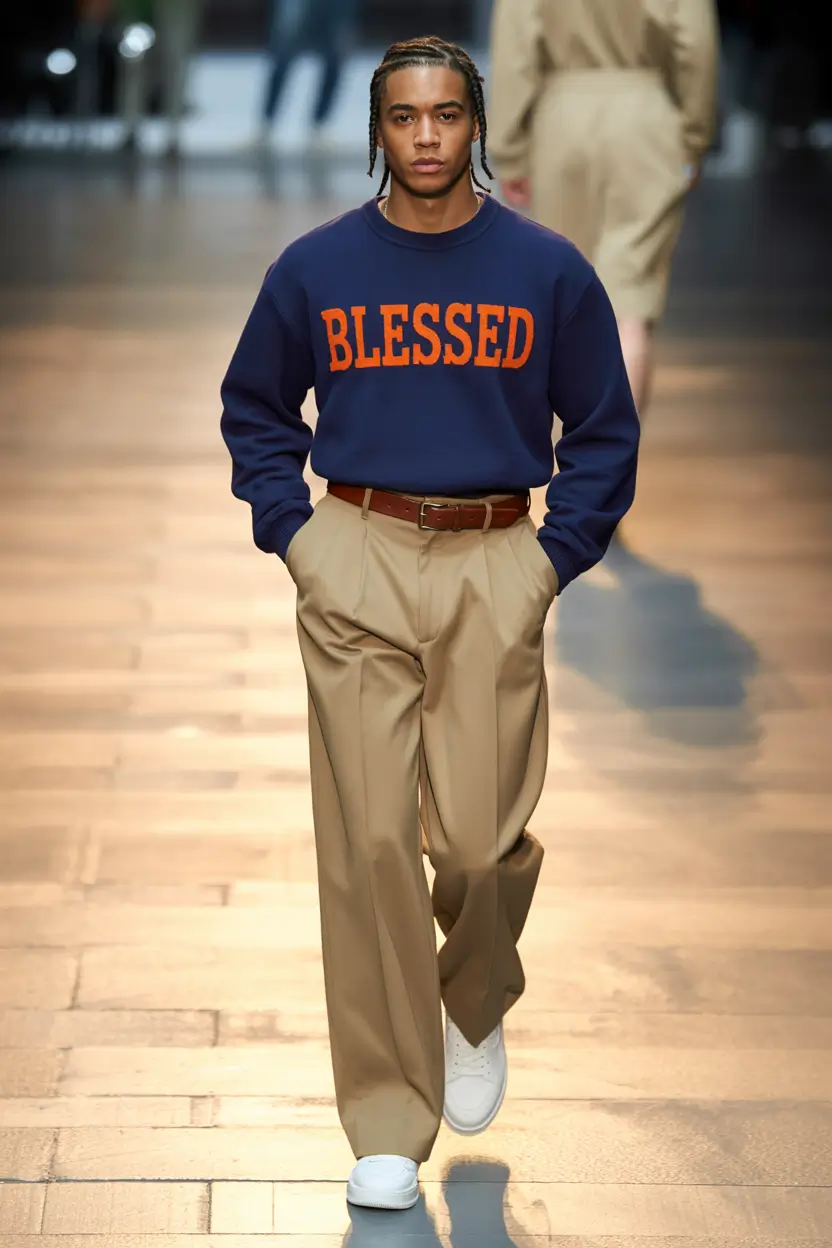 fall outfits for men Statement Sweatshirt with Campus Nostalgia