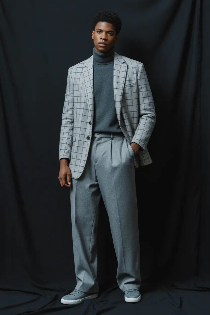 fall outfits for men Grey on Grey, But Never Boring