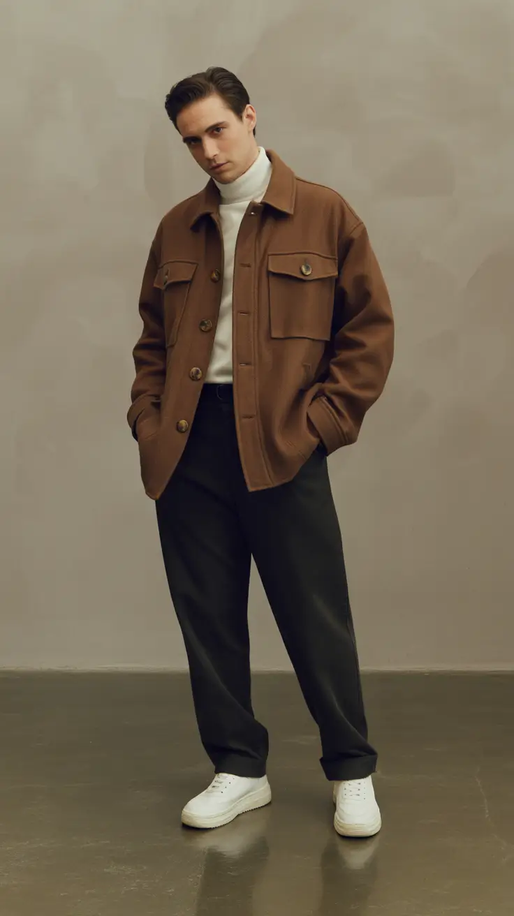fall outfits for men Layered Earth Tones with Urban Precision