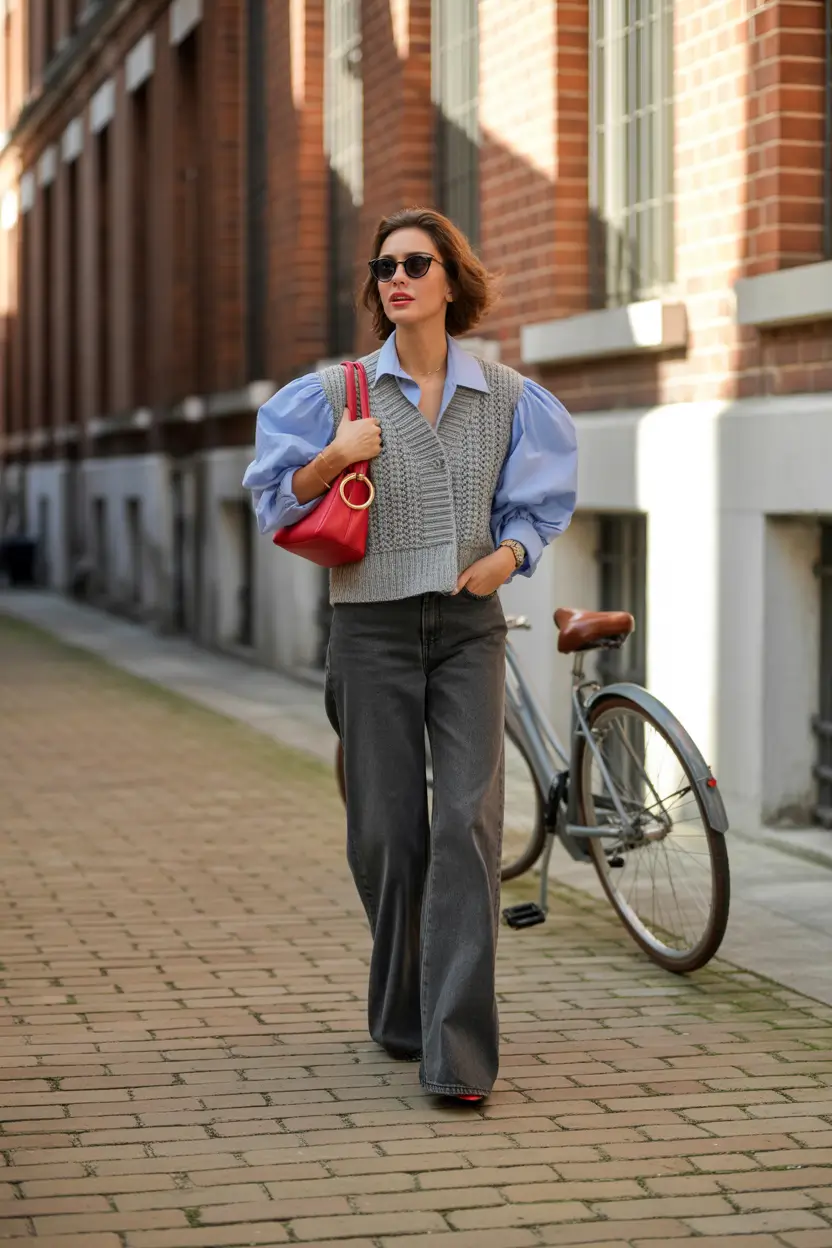 fall outfits Pop of Red Meets Casual Preppy Cool