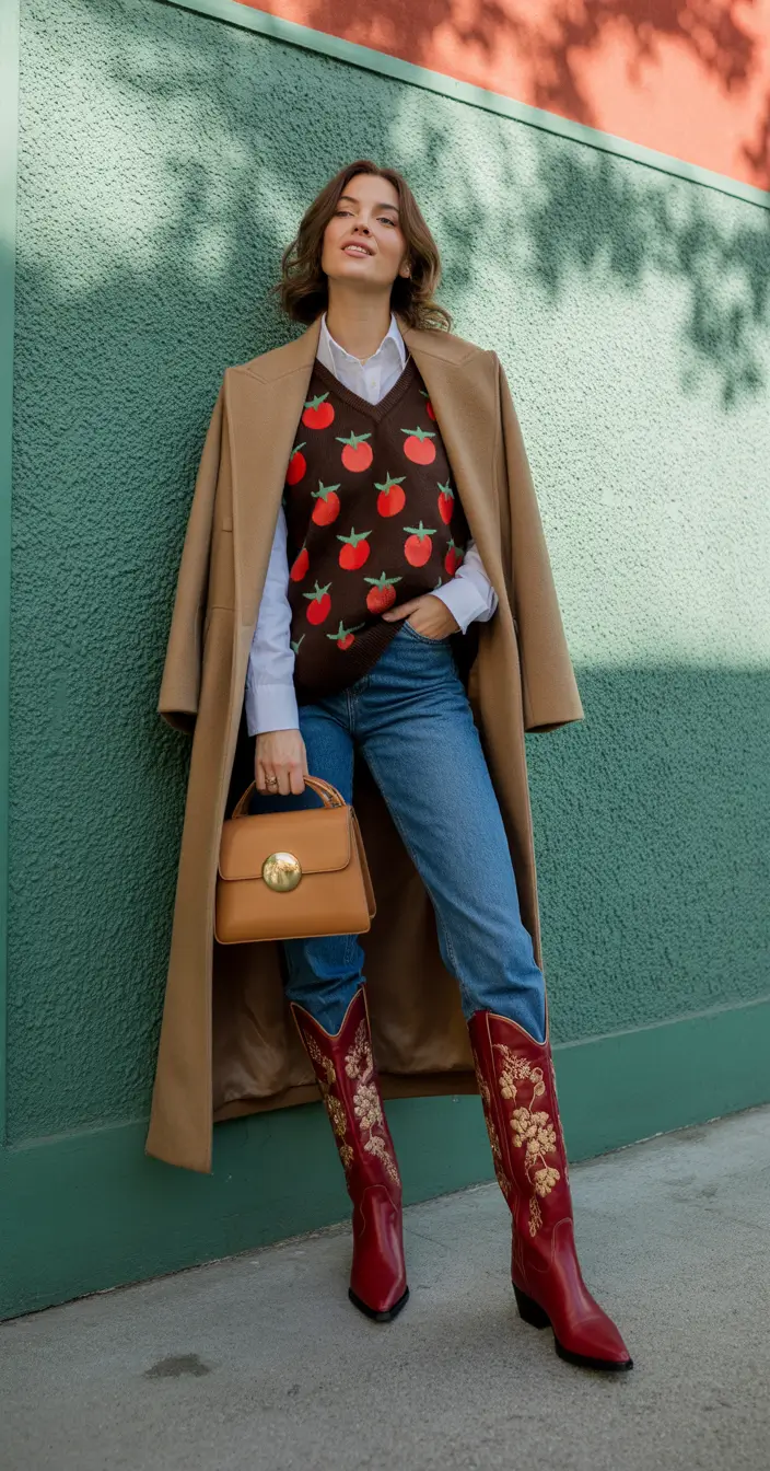 fall outfits Cowgirl Chic with a Vintage Pop