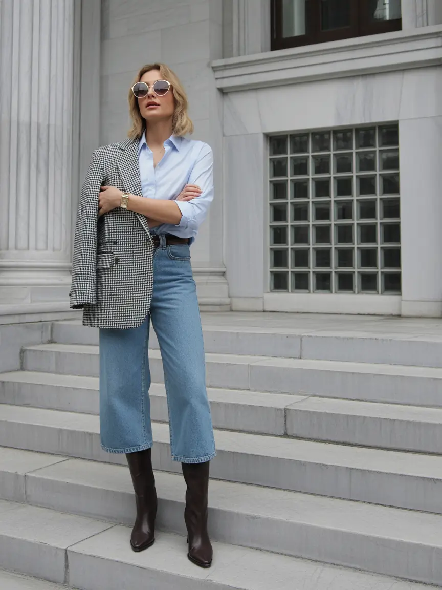 fall outfits Denim & Checks for the Smart Rebel