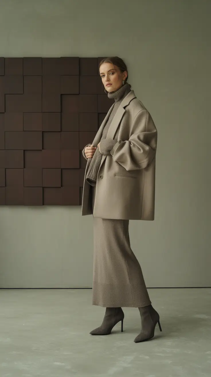fall outfits with boots Monochrome Texture