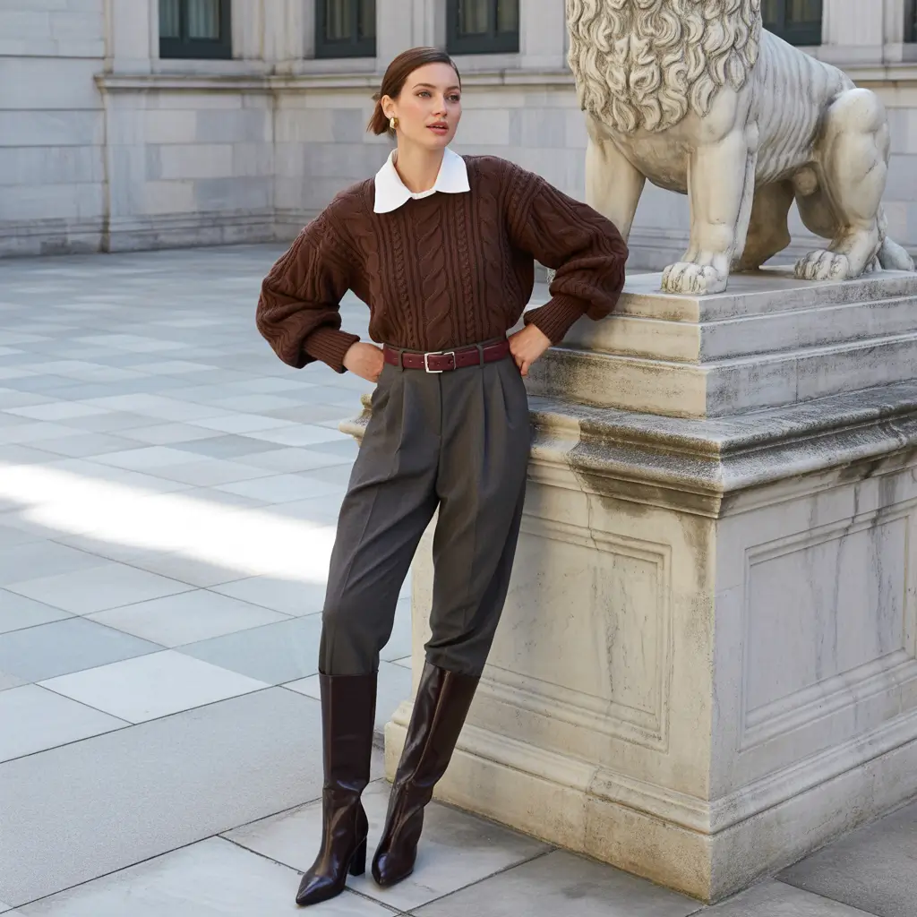 fall outfits with boots Heritage Academia with a Polished Twist