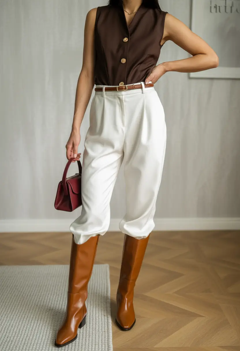 fall outfits with boots Minimalist Meets Equestrian Chic