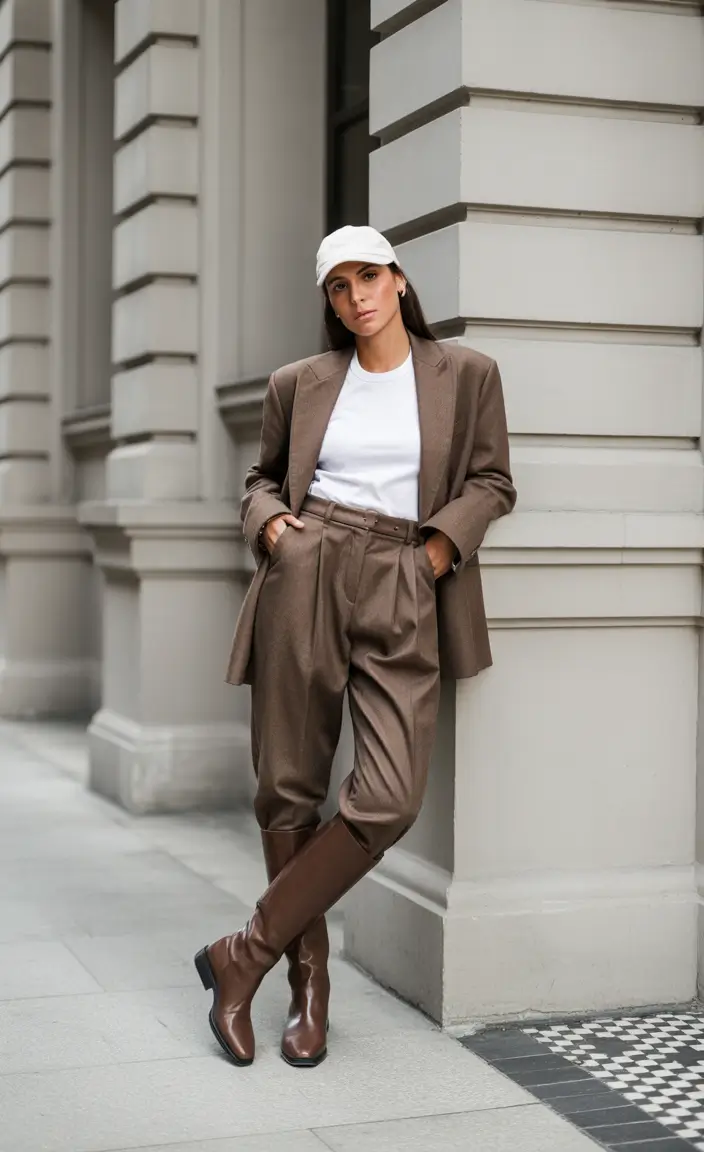 fall outfits with boots Relaxed Tailoring