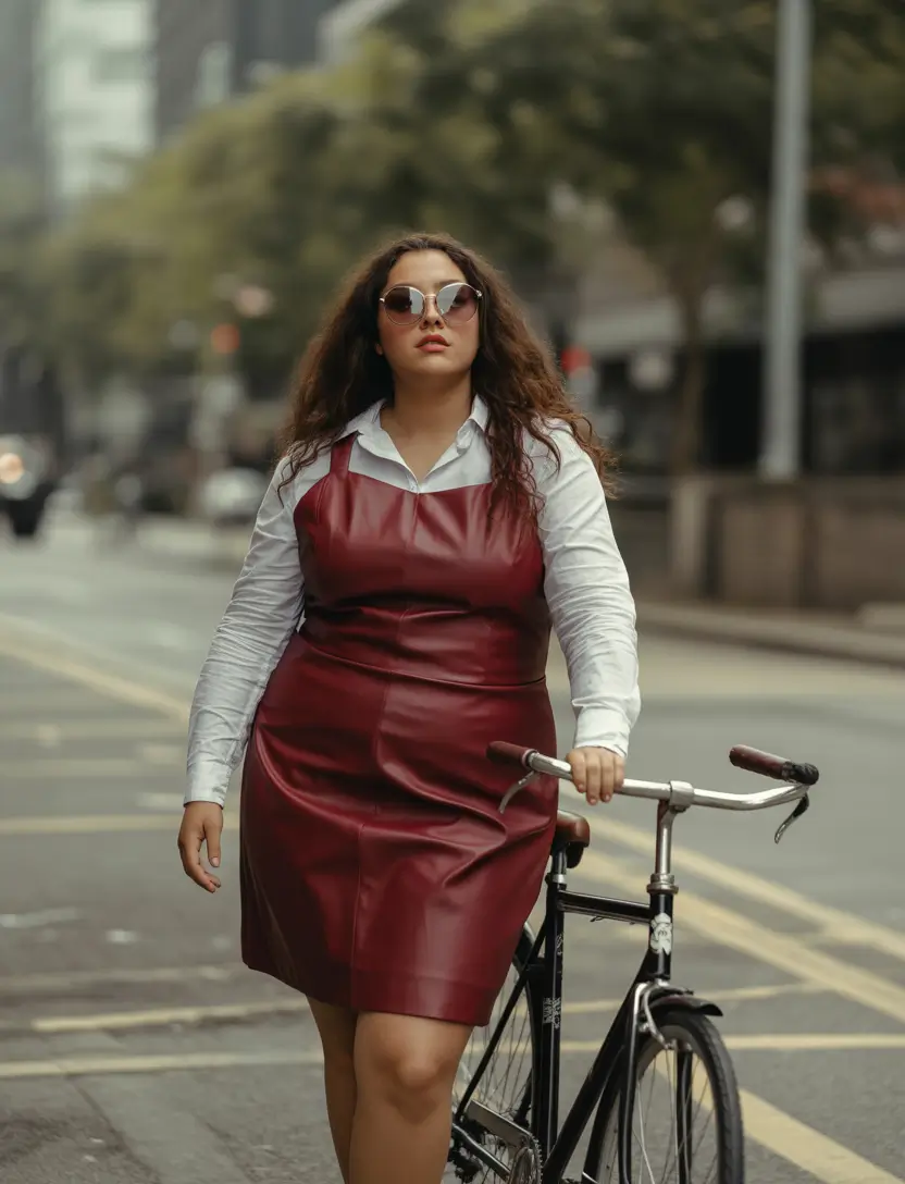 fall plus size outfits Effortless City Power: Bordeaux & Leather