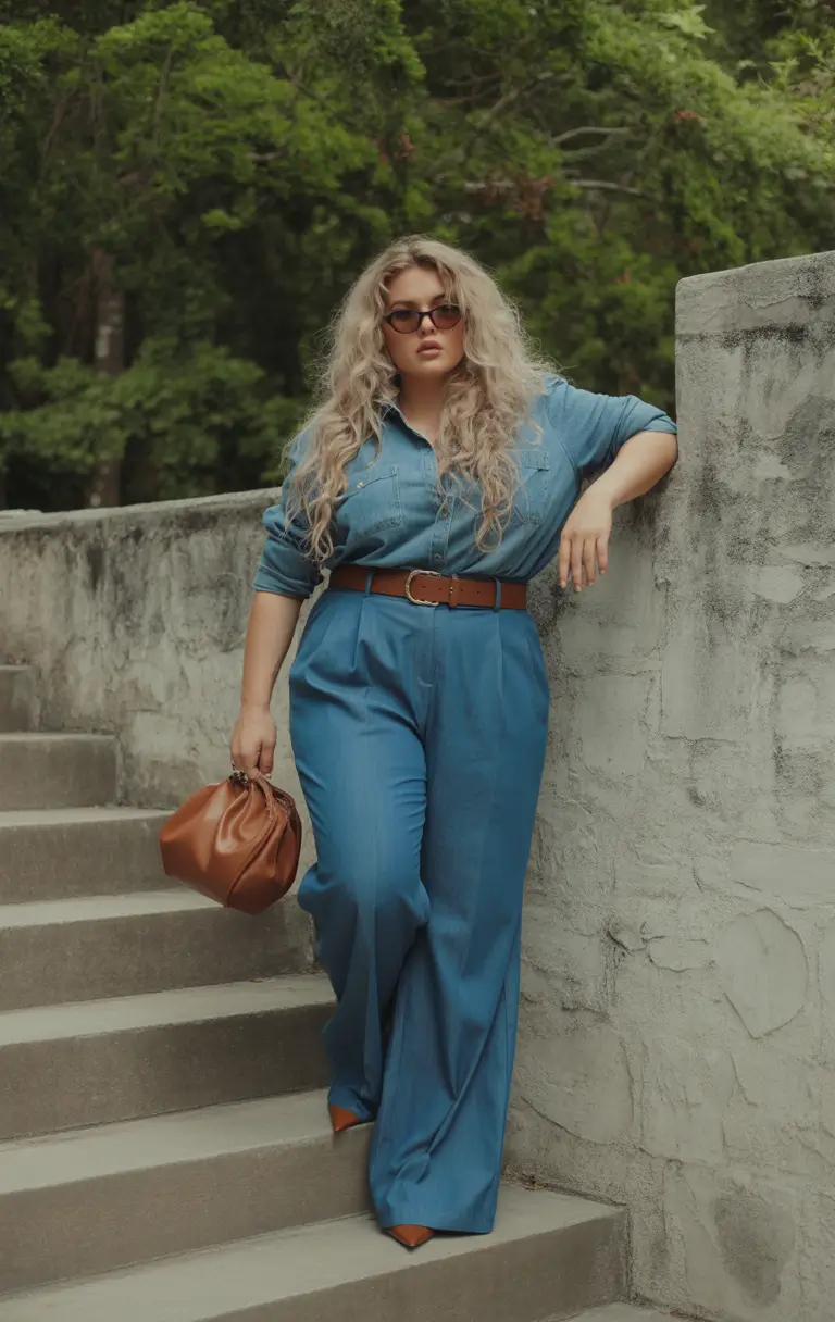 fall plus size outfits Denim on Denim: Tonal Fall Statement