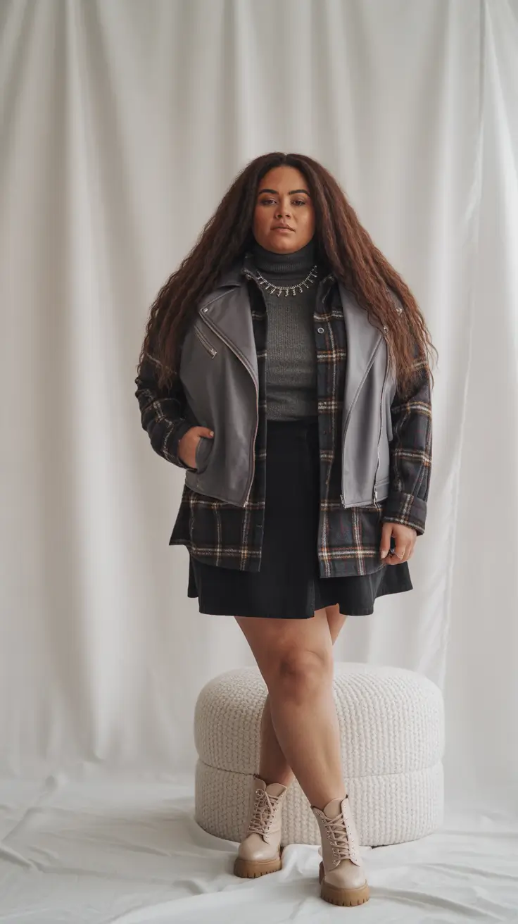 fall plus size outfits ideas 2025 Elevated Layers Meet Edgy Comfort