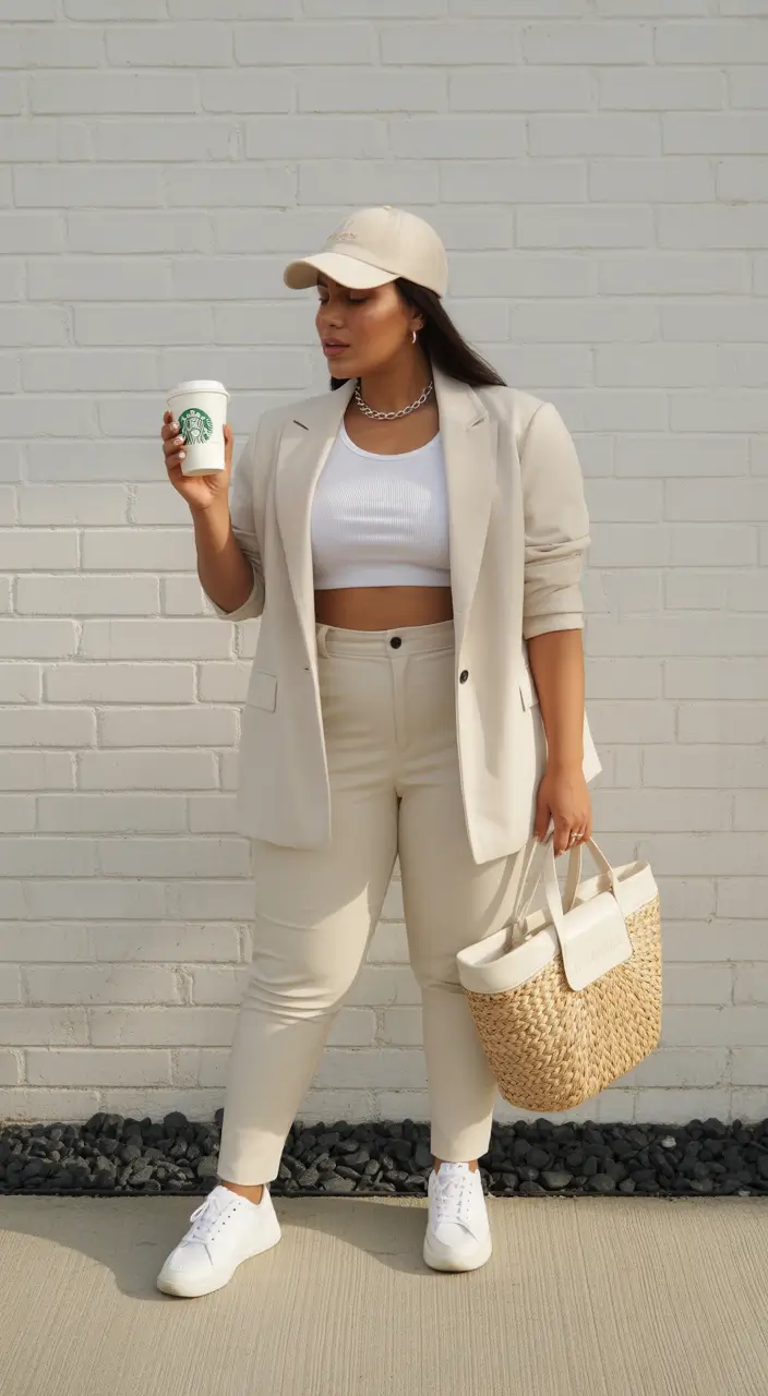 fall plus size outfits ideas 2025 Soft Neutrals, Strong Silhouettes