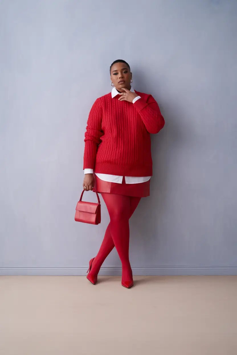 fall plus size outfits ideas 2025 Crimson Coordination That Slays