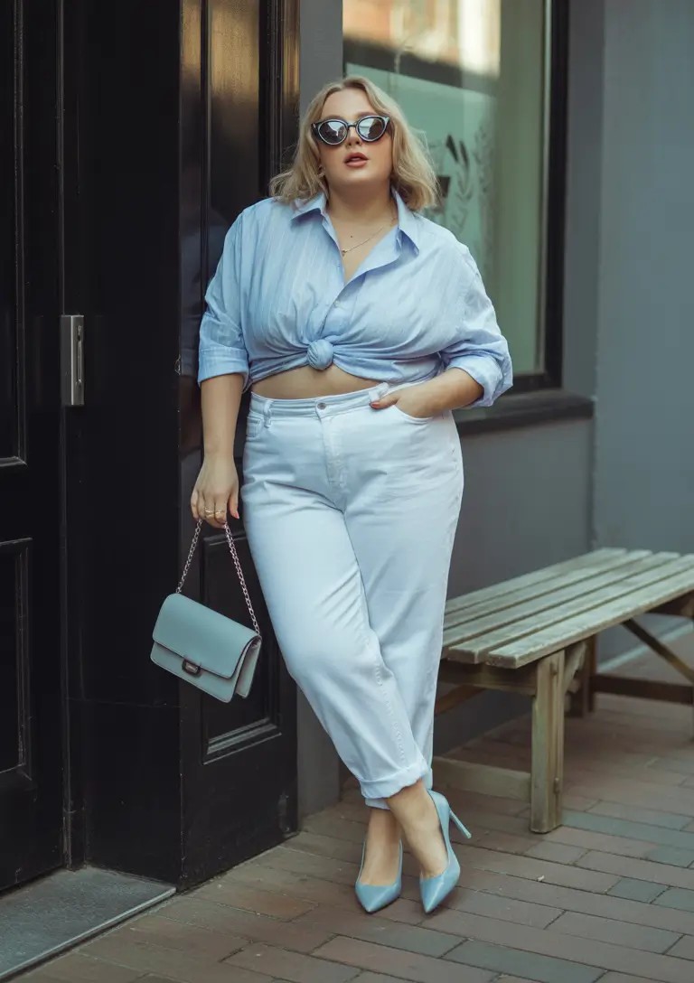 fall plus size outfits Monochrome Blues With a Twist