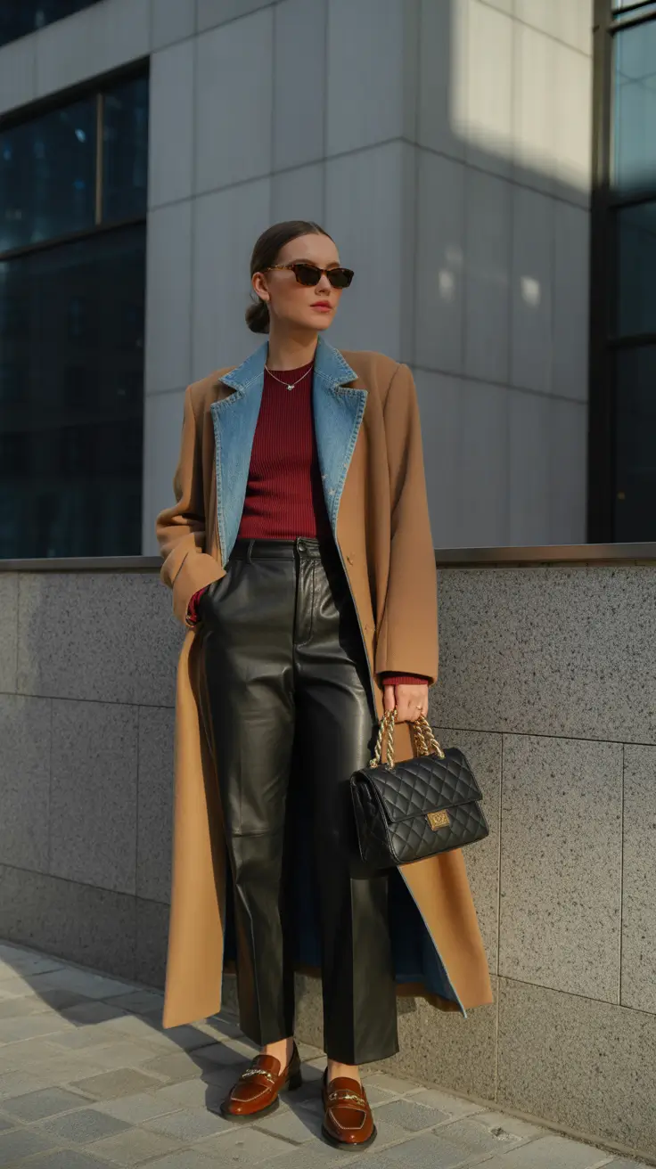fall transition outfits Smart Contrast with a Hint of Playfulness