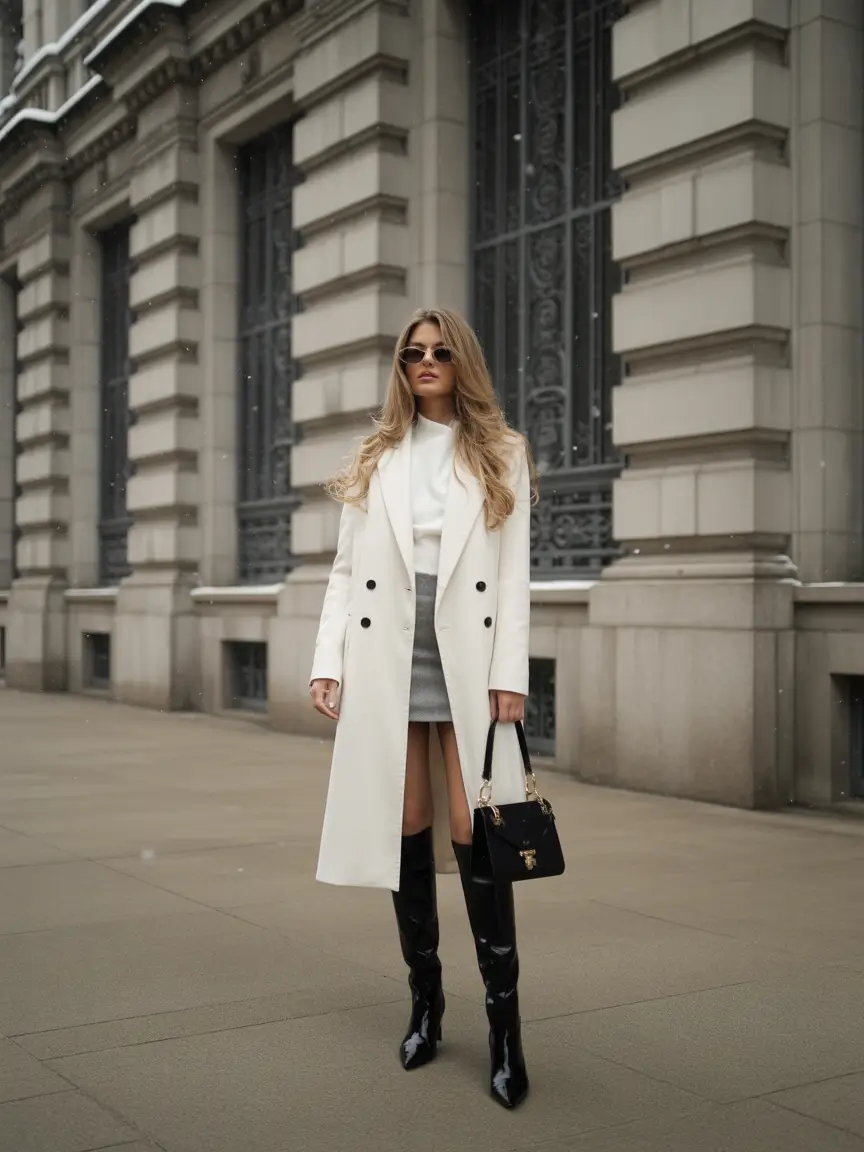 fall fashion inspo for women+Winter White with a Modern Twist