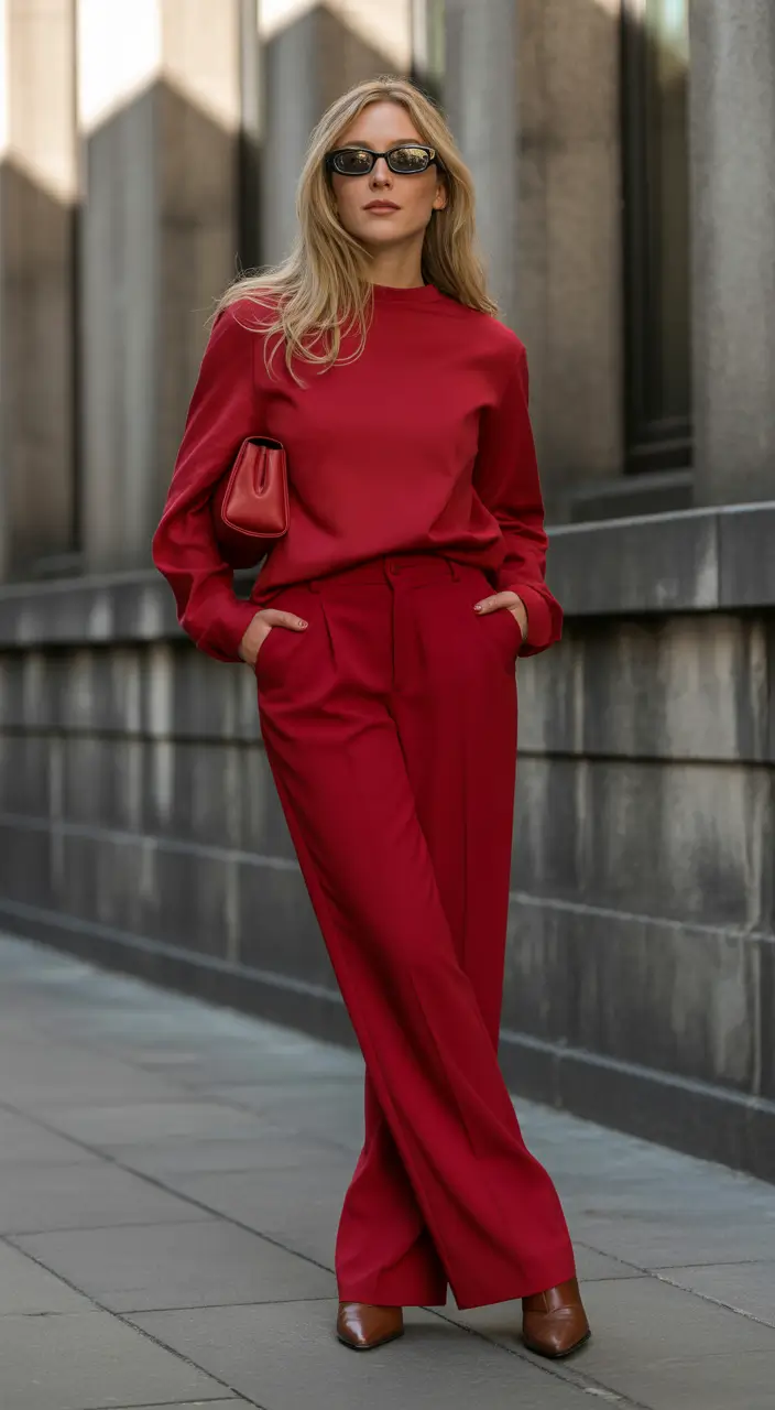 fall fashion inspo for women+Crimson Confidence in Monochrome